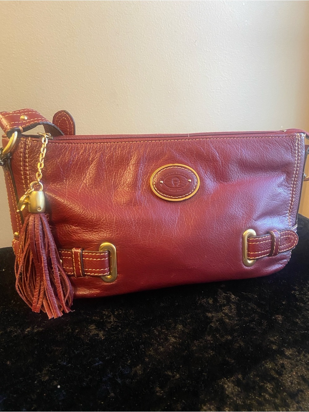 Etienne Aigner Burgundy Leather with Tassel and Gold Hardware
